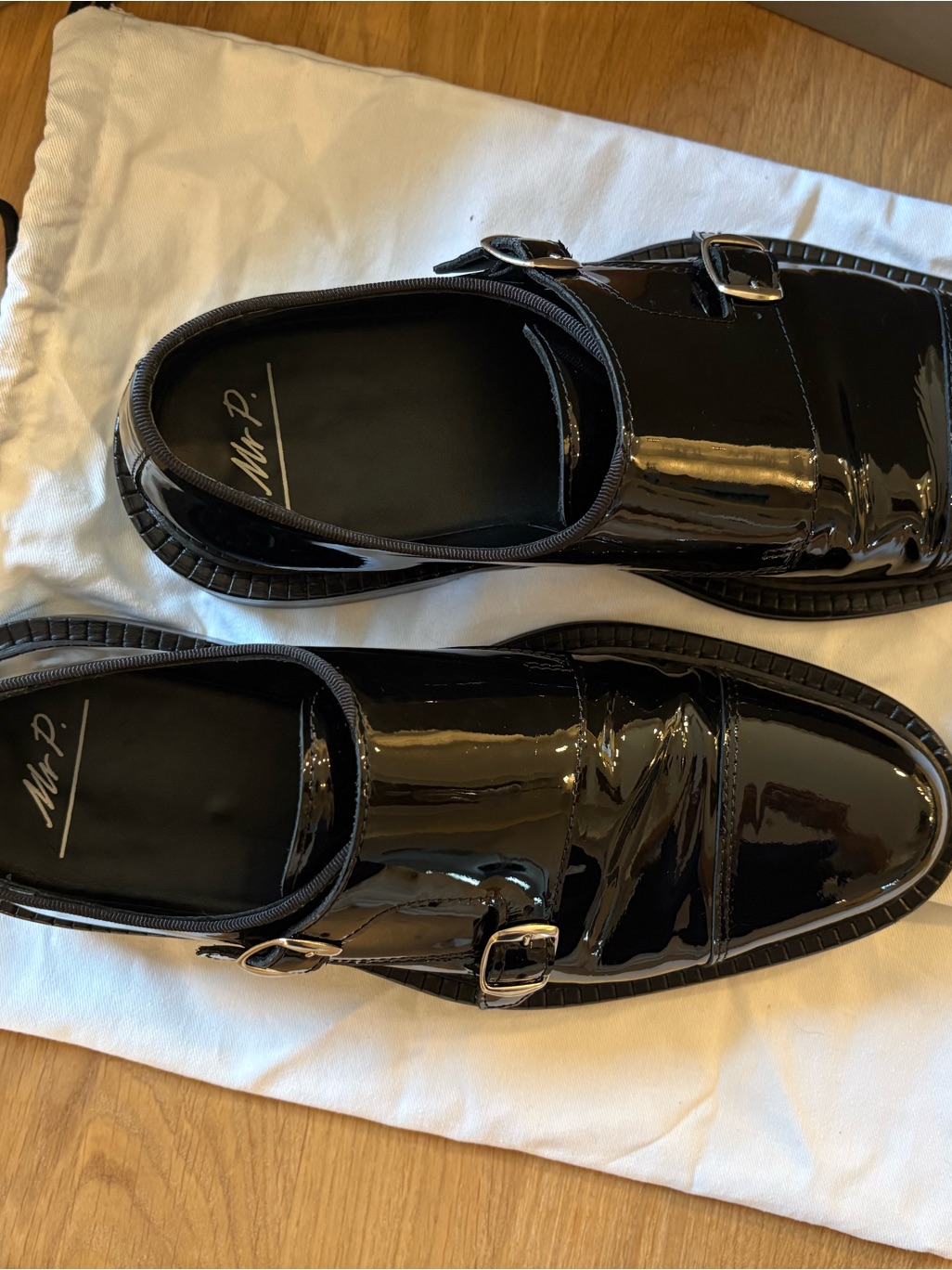 Men's Black Patent Leather Monk Strap Shoes — image 5 of 8
